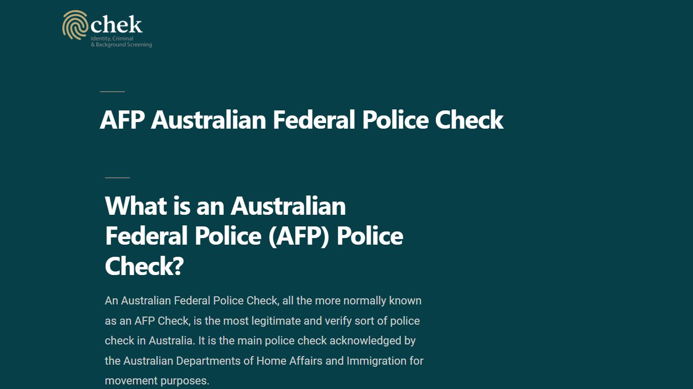 AFP Australian Federal Police Check - Cheks