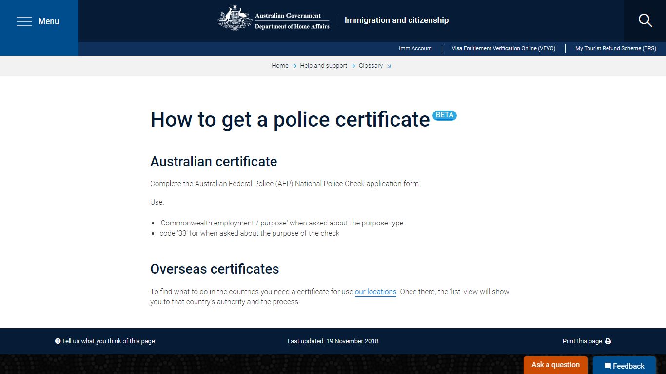 How to get a police certificate - Home Affairs